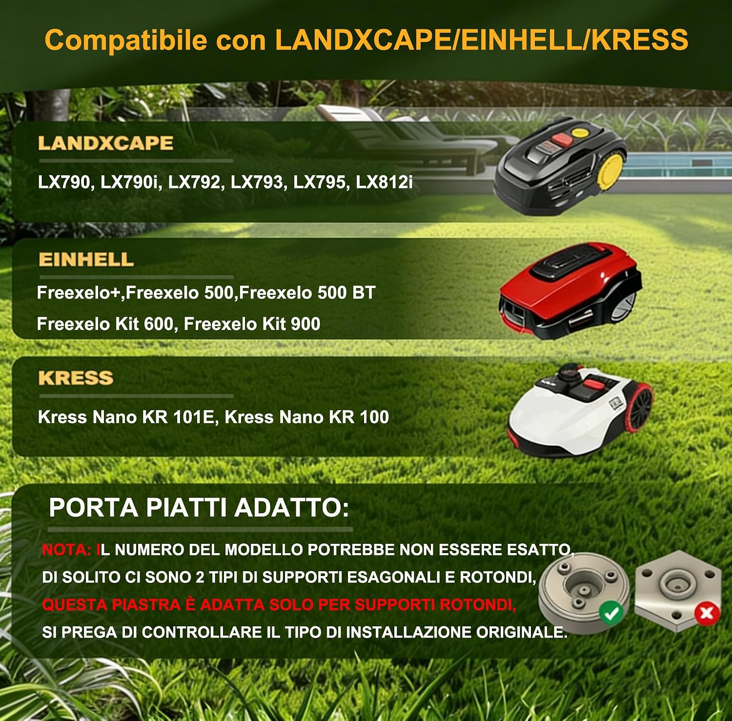 Detalle 2 de Dischi Lama + 6 Pezzi Lame Compatibili Worx Landroid S&M (fino all'anno 2020), Landxcape, Kress e Einhell