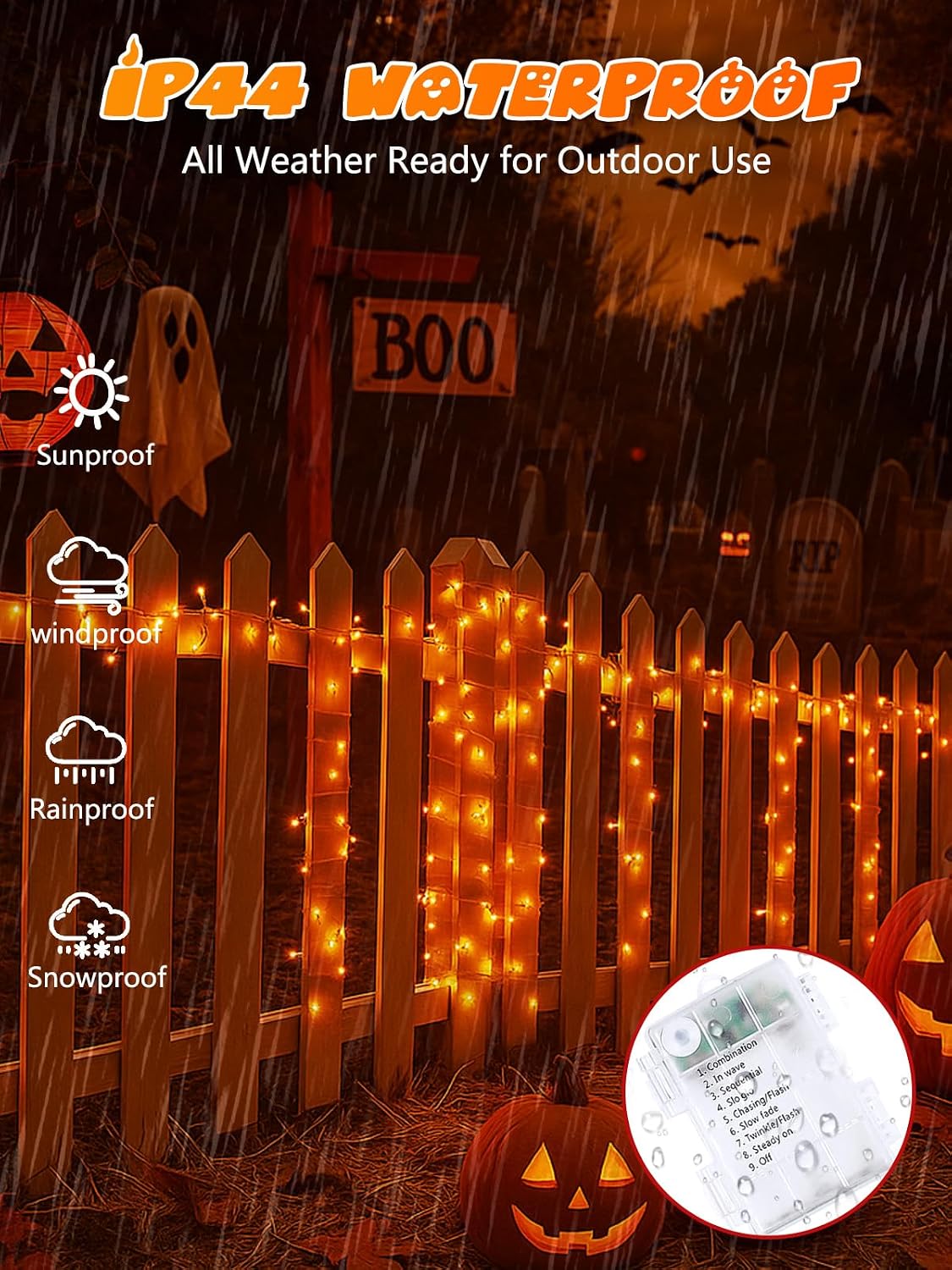 Detalle de Battery-Operated Halloween String Lights, 33 Feet