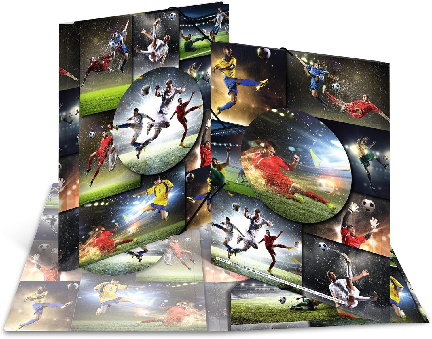 Thumbnail 5 de HERMA 19187 samlarmapp A4 med fotbollsmotiv, elastiskt band, 3-pack i PP