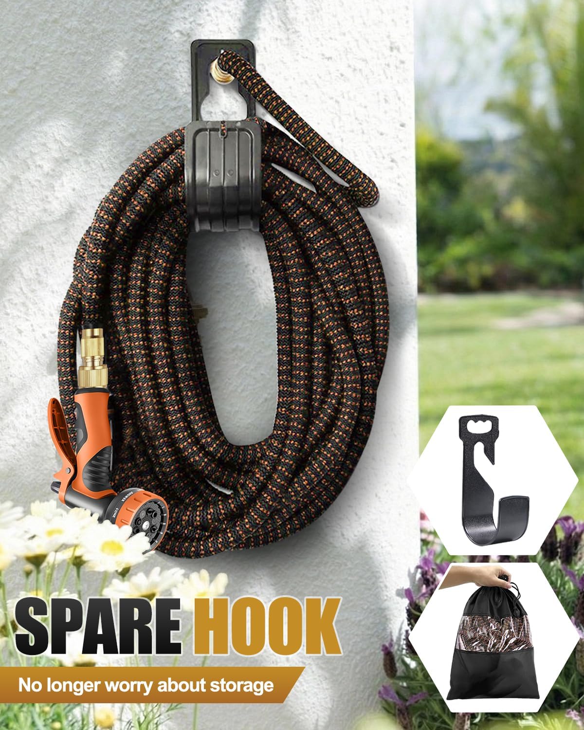 Thumbnail 4 de 150FT Expandable Garden Hose with 10-Pattern Nozzle and Brass Fittings