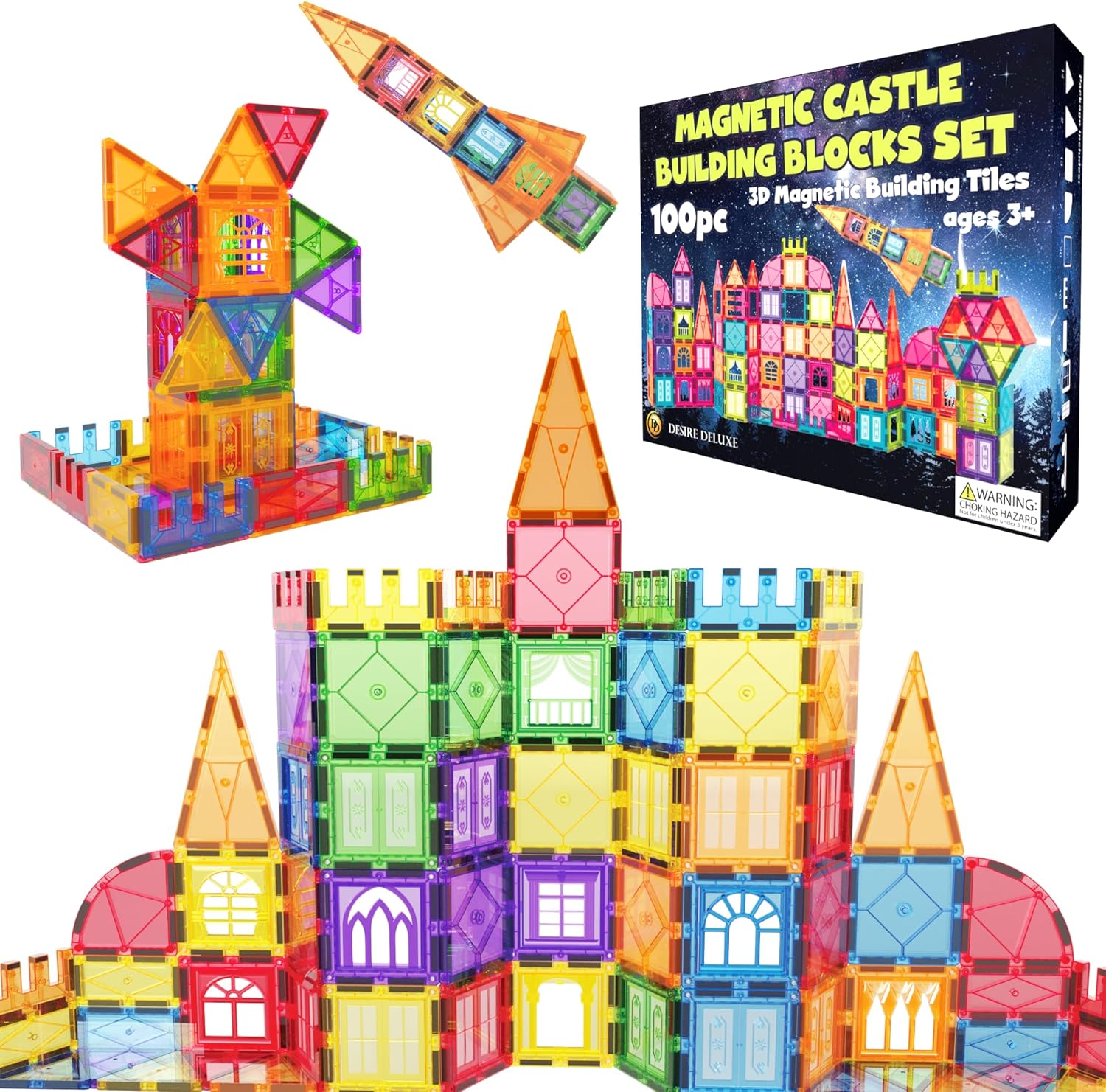 Detalle de Desire Deluxe Giochi di costruzione magnetici magnetici – Set STEM da 100 pezzi per bambini 3+ anni