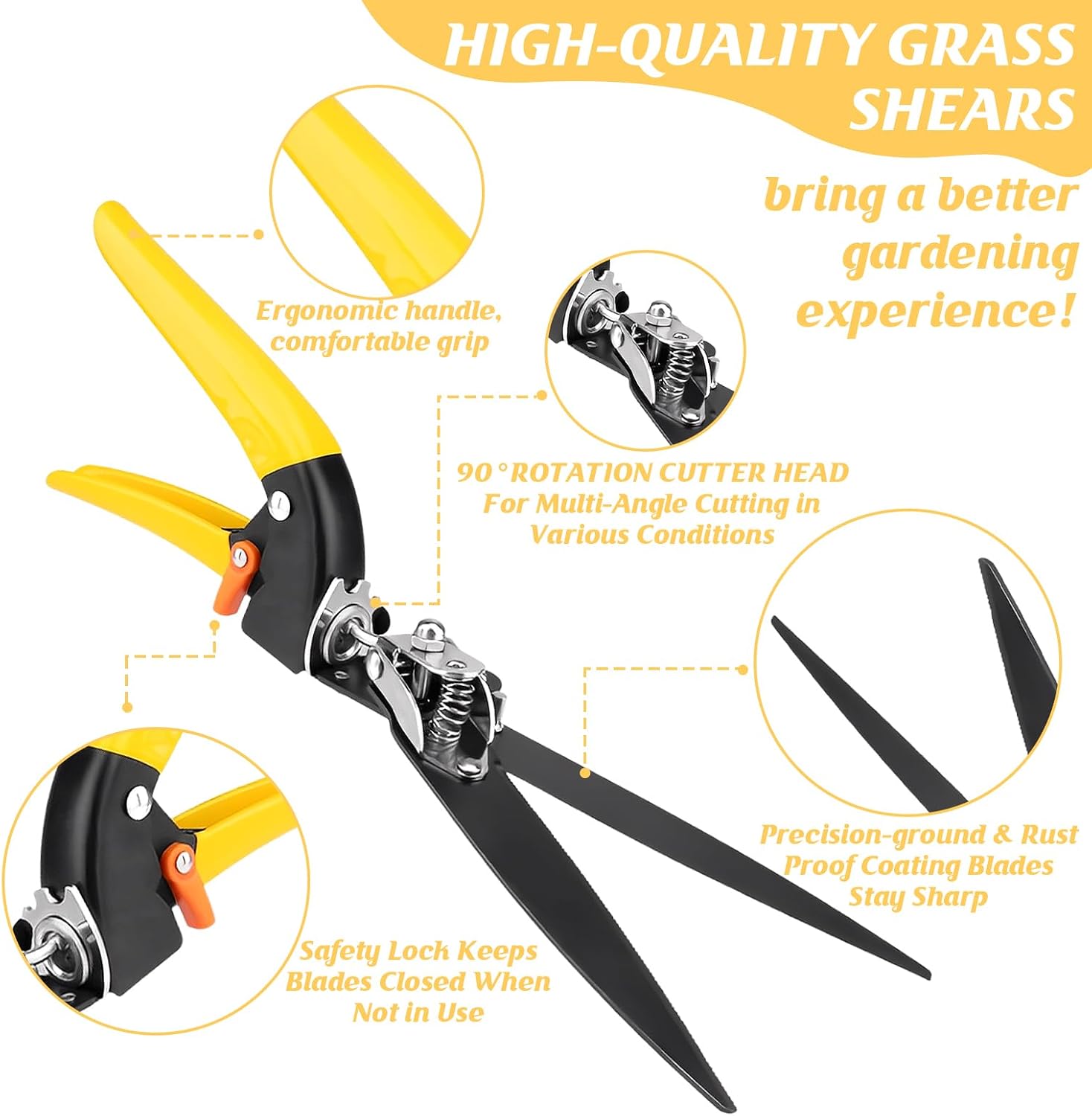 Detalle 2 de Houbobo Garden Grass Shears: Extra Sharp Edging Shears for Precise Garden Edging