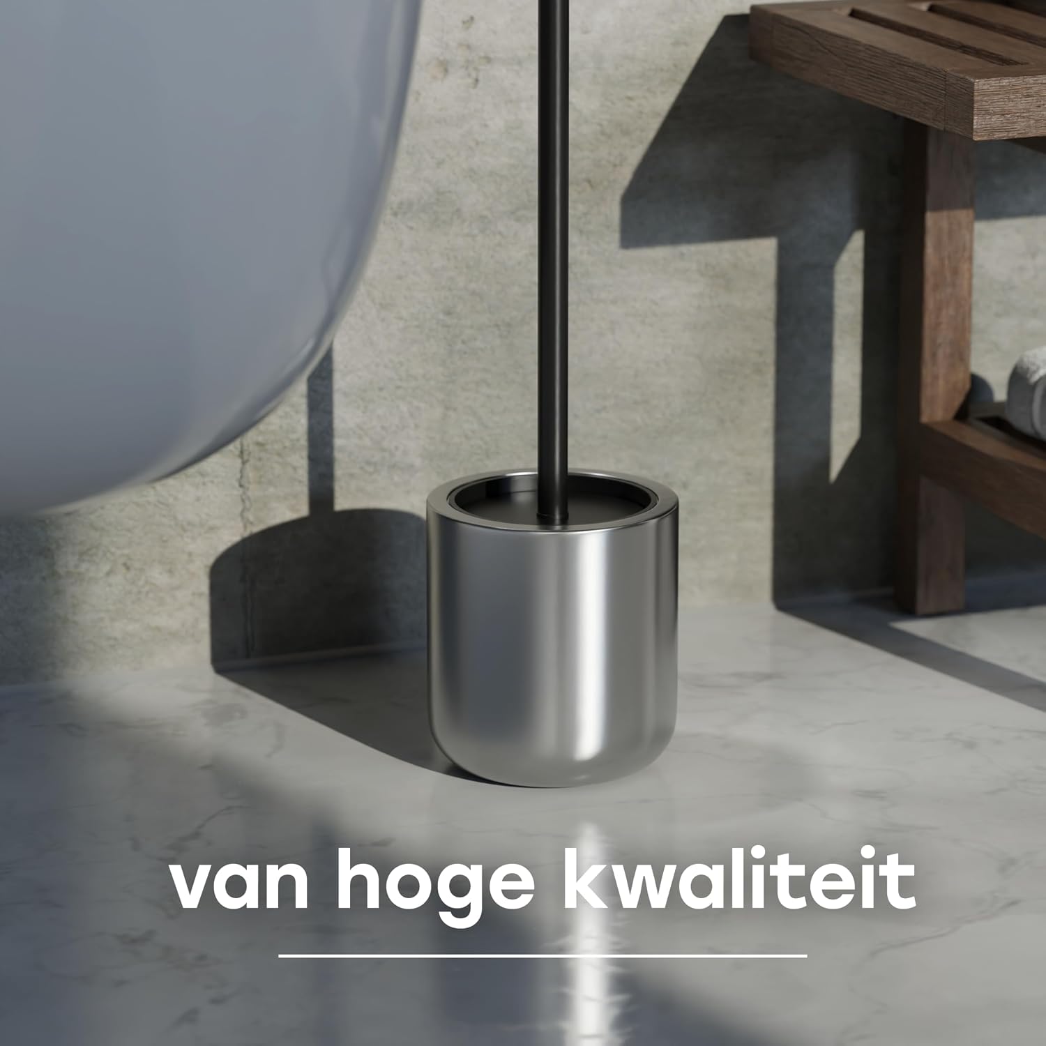 Detalle de SAVEGA SAV16 toiletborstel van roestvrij staal en siliconen, zilver