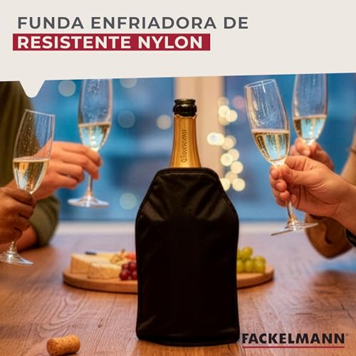 Detalle de Funda Enfriadora Fackelmann para Botellas: collar enfriador de gel para vino y cava