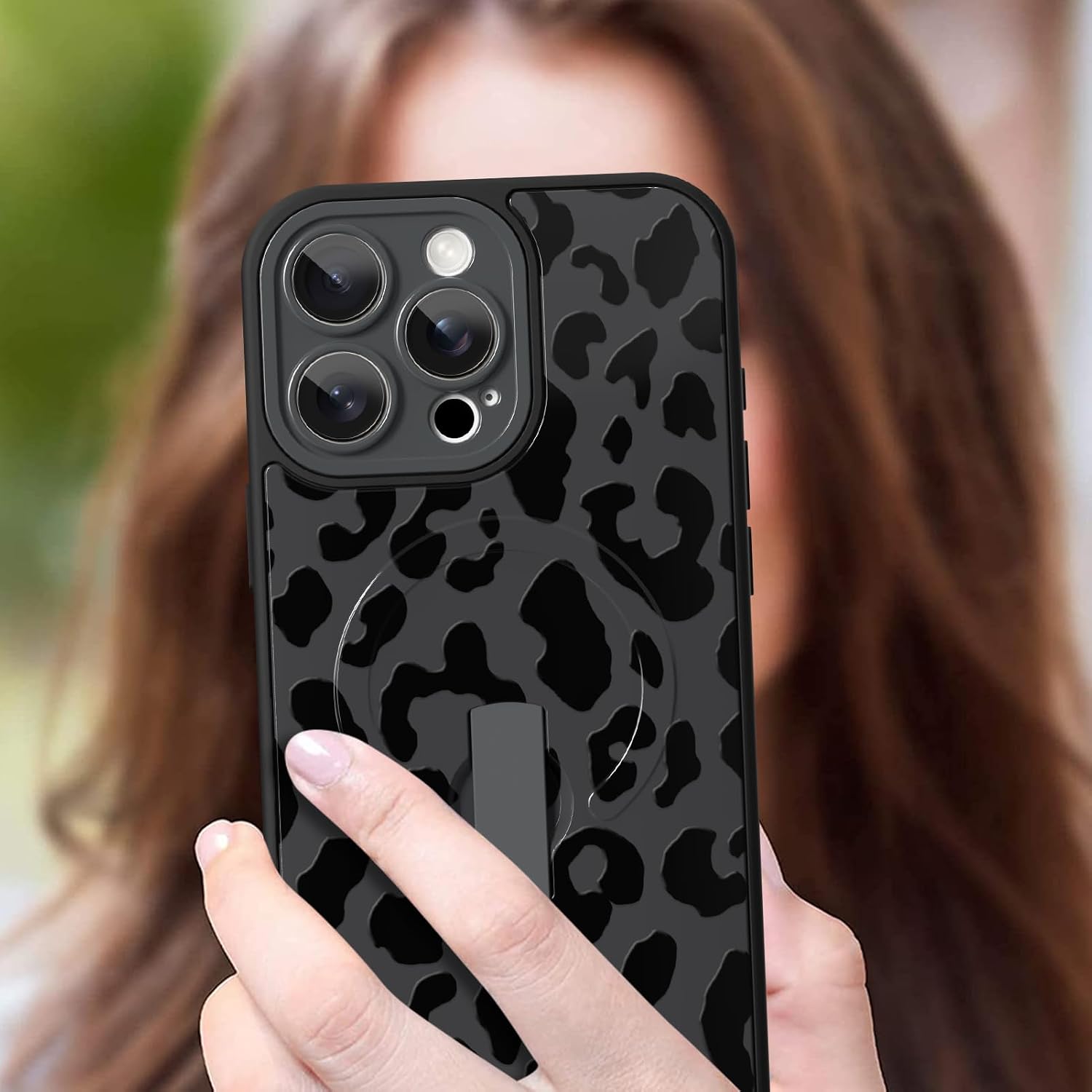 Thumbnail 6 de Ufbara Mag15PM-LeoBla iPhone 15 Pro Max Case with Leopard Print and Kickstand
