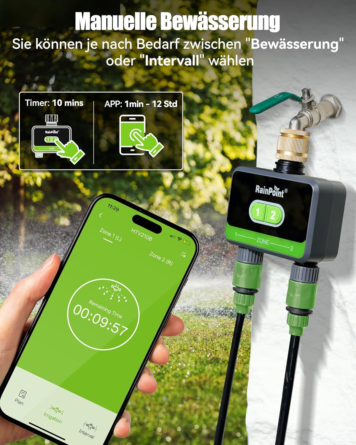 Thumbnail 5 de RAINPOINT Bewässerungscomputer WLAN mit 2 Ausgängen – automatische Gartenbewässerung per App & Sprachsteuerung