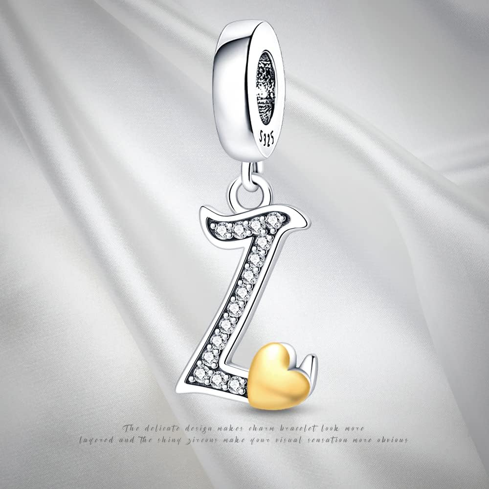 Detalle de LIGHTDOG Charms lettres en argent 925 (zincirconium doré) pour bracelets européens compatibles