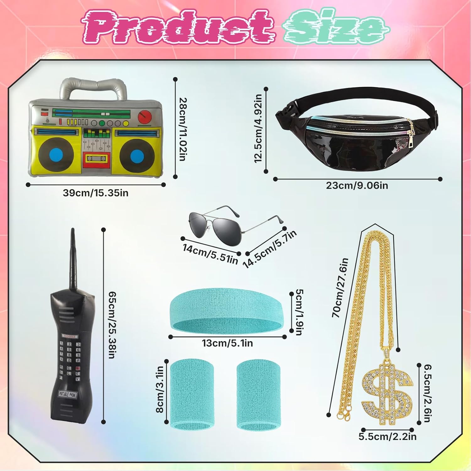Thumbnail 2 de Xerteam 80s/90s Fancy Dress Men Set with Accessories – Retro tracksuit style outfit