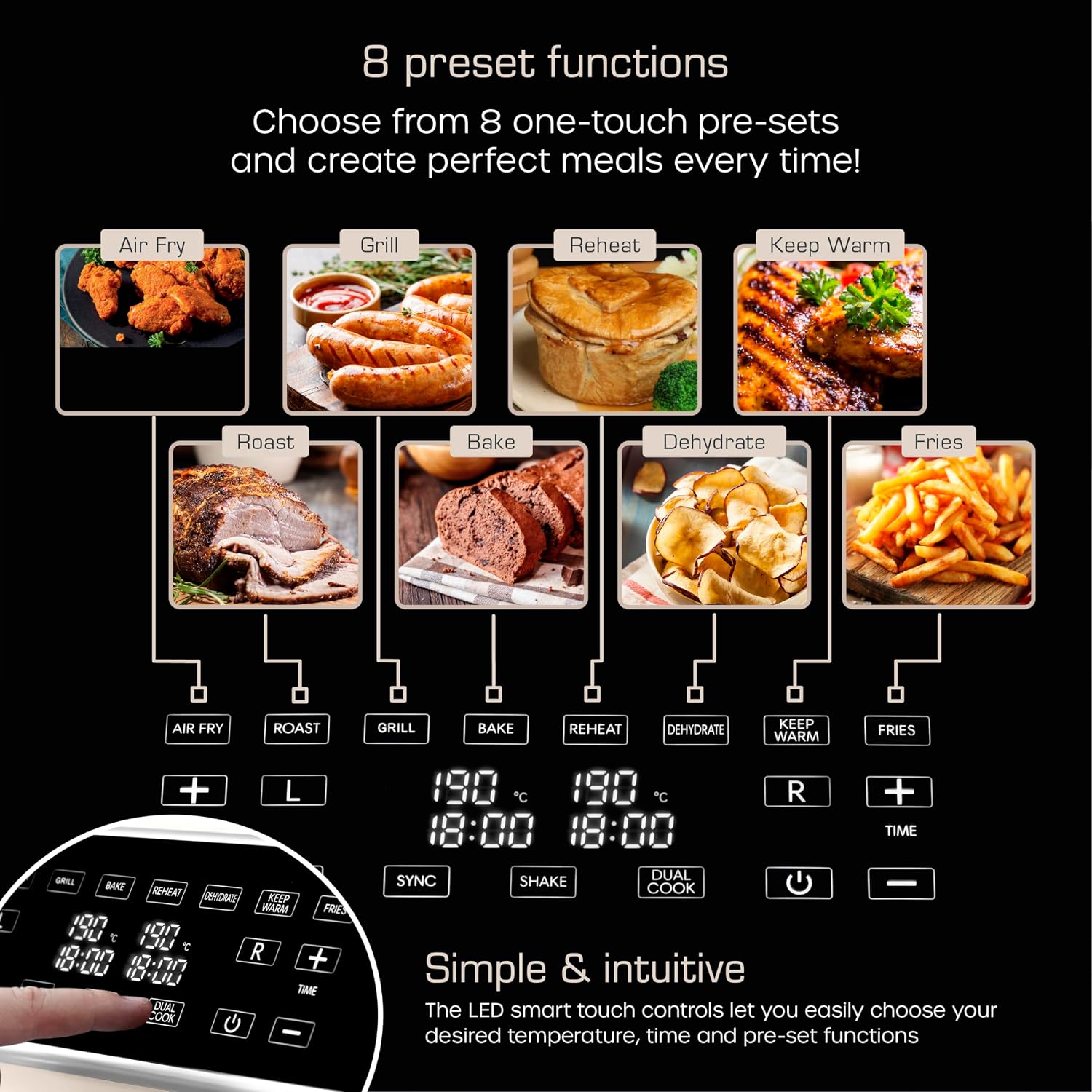 Detalle de Swan SD10519C Retro Dual Basket Air Fryer (8L, 1700W) with Swan Cyclone Technology