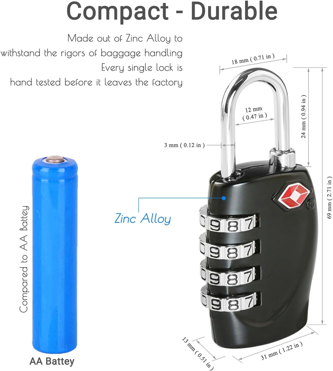 Thumbnail 3 de CFMOUR Suitcase Locks: TSA Approved, 4-Piece Set with 4-Digit Resettable Codes