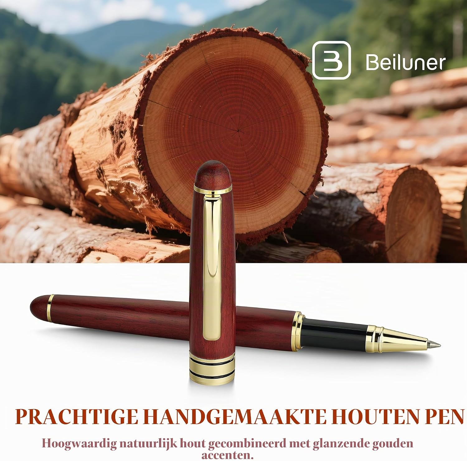 Thumbnail 1 de BEILUNER houten balpen in palissanderkleur, navulbaar met fijne punt