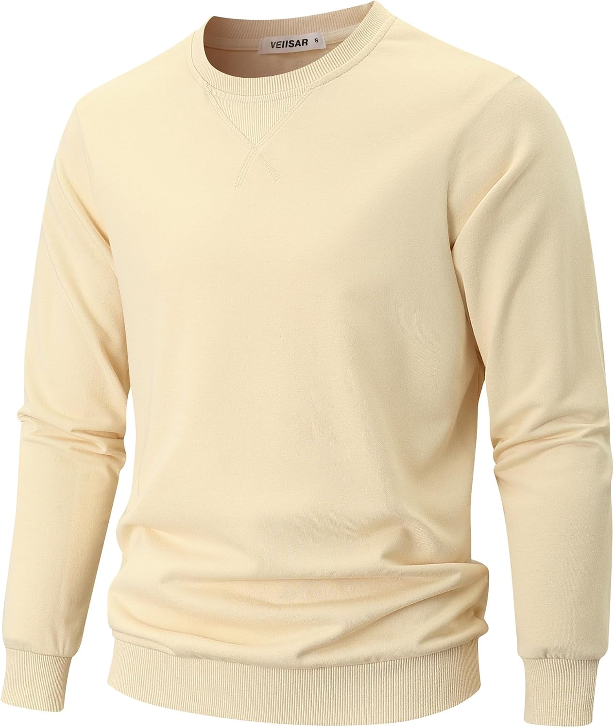 Detalle de VEIISAR Herren-Sweatshirt mit Rundhalsausschnitt (Basic) – langärmeliges Freizeit-Shirt