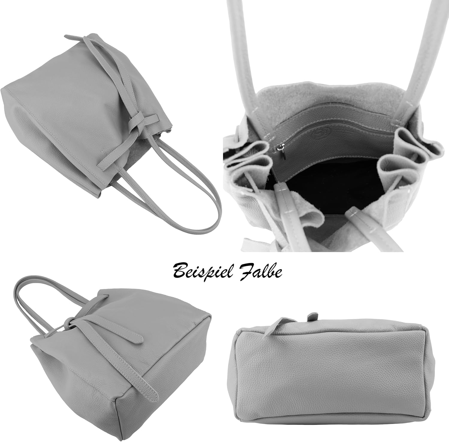 Detalle 2 de SH Leder Sandra G535 – Borsa shopper da donna in vera pelle bovina con fiocco, 29 x 33 cm