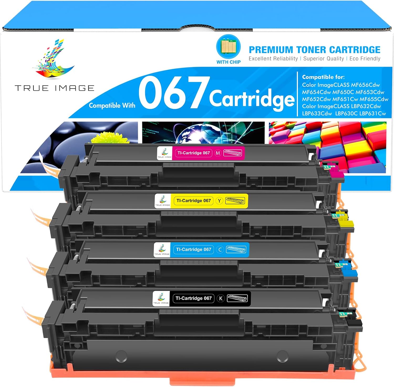 Detalle de TRUE IMAGE 067 MF656Cdw Toner Cartridge Set, 4-Pack High-Yield CMYK