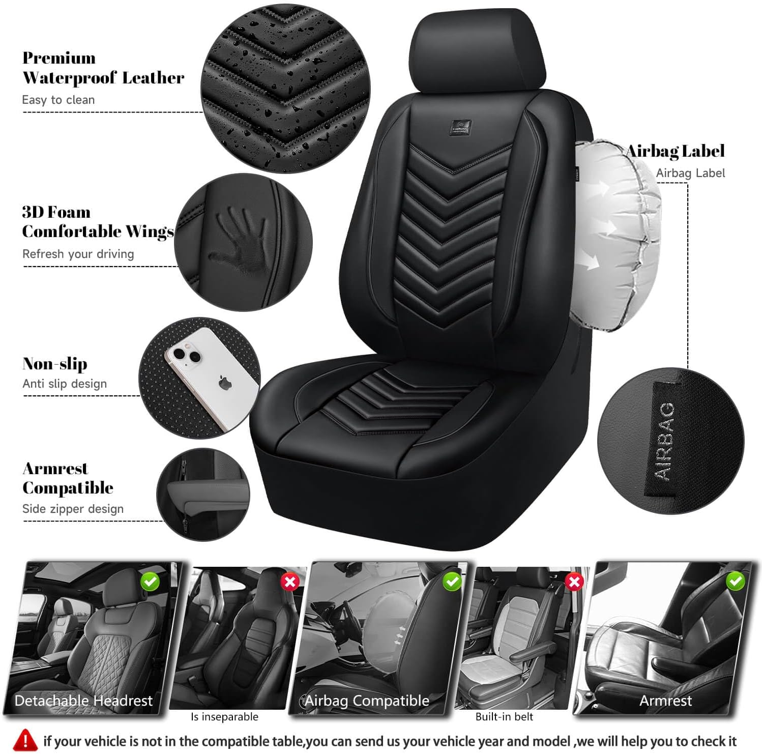 Thumbnail 2 de CAR PASS 3D Foam Faux Leather Seat Covers — Waterproof