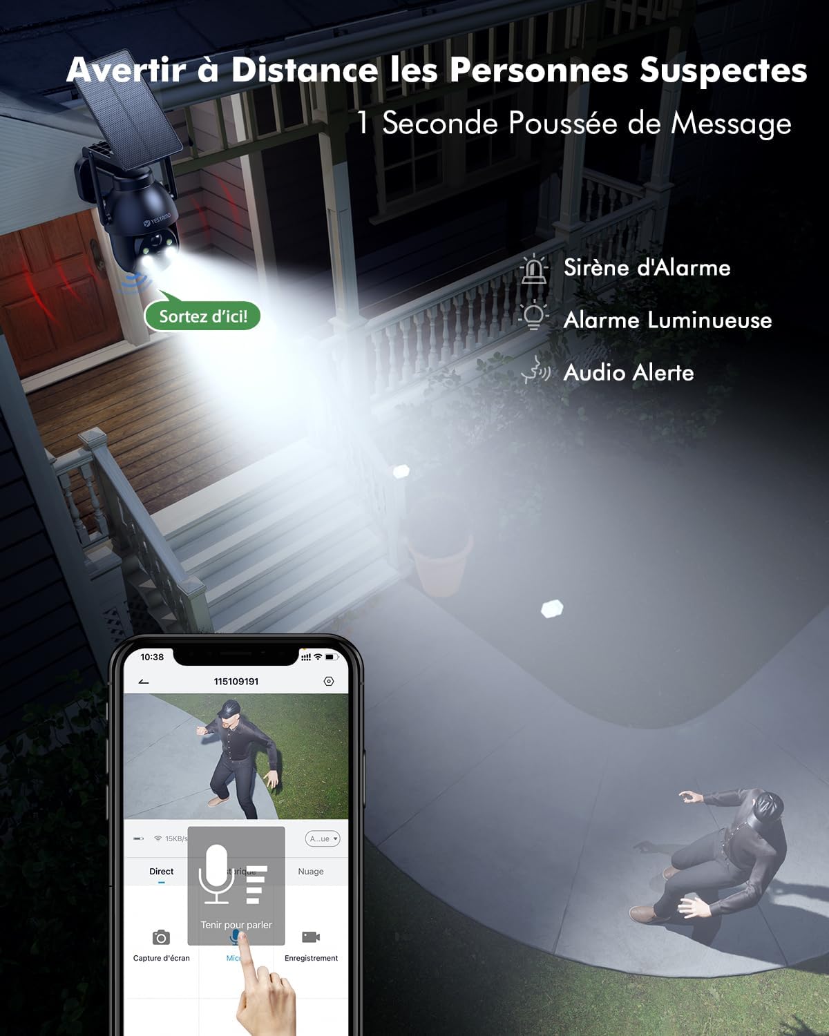Thumbnail 6 de YESYAMO 2K Caméra de surveillance extérieure sans fil solaire