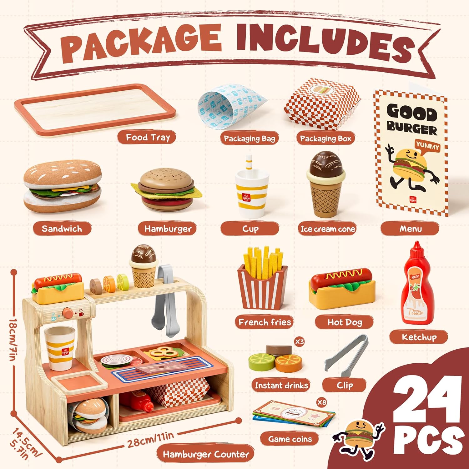 Thumbnail 1 de Lehoo Castle Wooden Play Food Burger Set 🍔