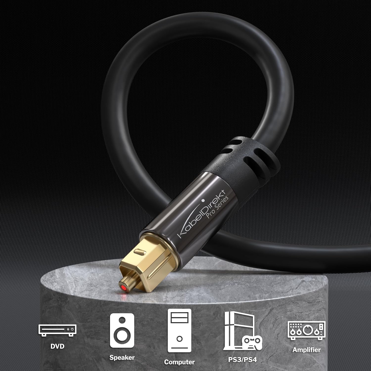 Detalle 2 de CableDirect TOSLINK optical audio cable (3m) for soundbars and S/PDIF setups
