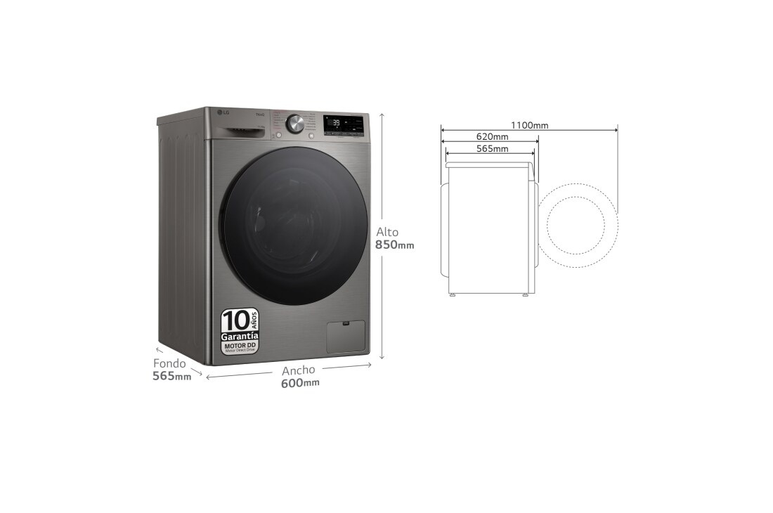 Detalle 2 de LG F4DR7011AGS Outlet lavasecadora 11/6 kg, 1.400 rpm