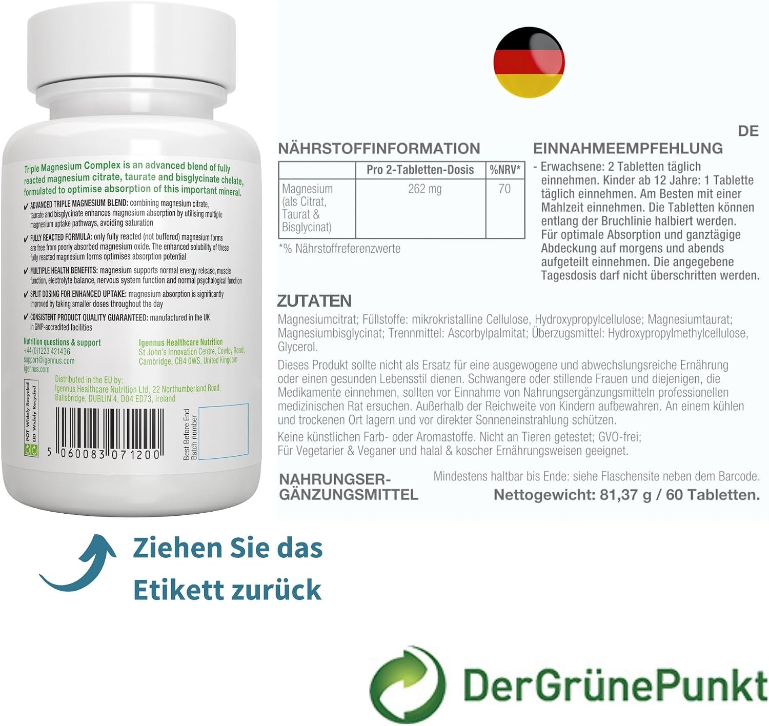 Thumbnail 5 de Igennus Dreifach-Magnesium-Komplex 60 Tabletten đ