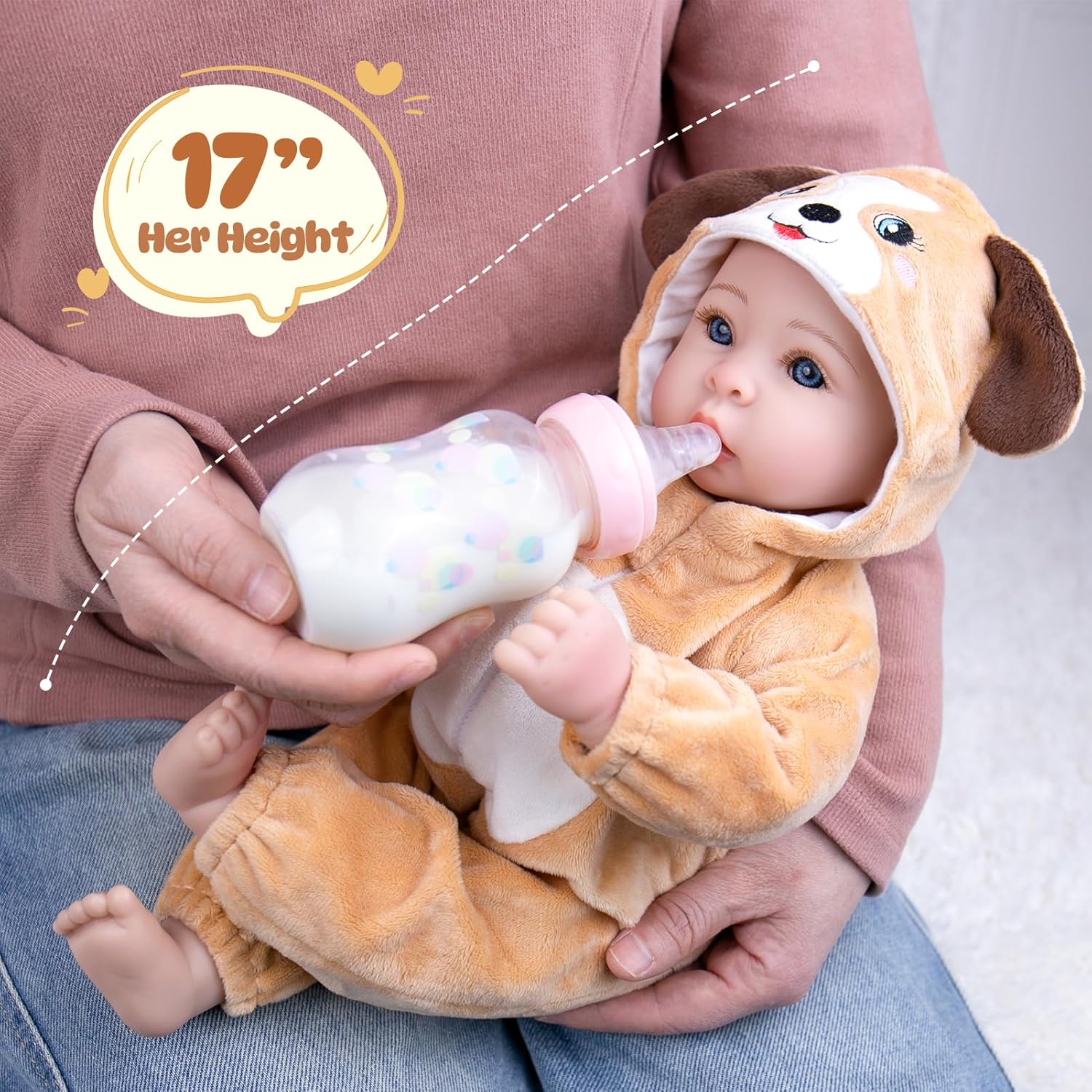 Thumbnail 4 de Aori Baby Dolls Realistic 17-inch Lifelike Baby Doll Set with Feeding Kit (Realistic Baby Doll for Kids 3+)
