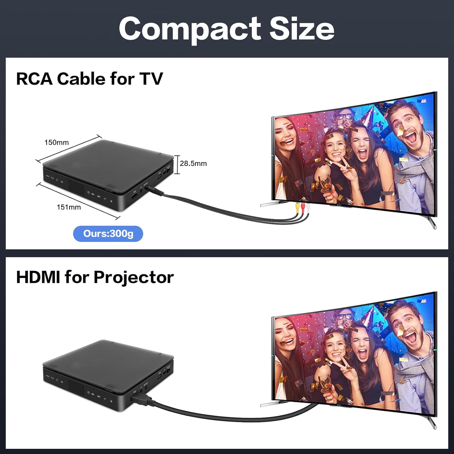 Thumbnail 4 de DVD Player for TV, HD 1080P Portable CD VCD HiFi Stereo with HDMI & USB Input