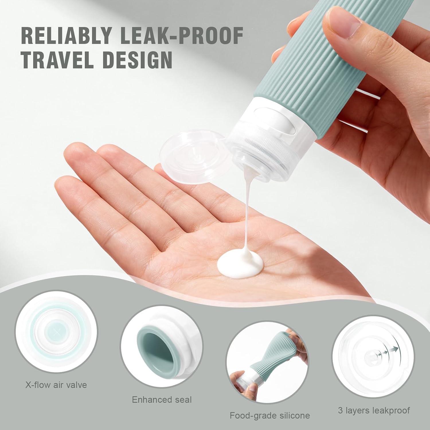Thumbnail 1 de Maoweni 9-Pack Travel Bottles for Toiletries — Silicone, Leak-Proof, TSA Approved with Clear Waterproof Bag