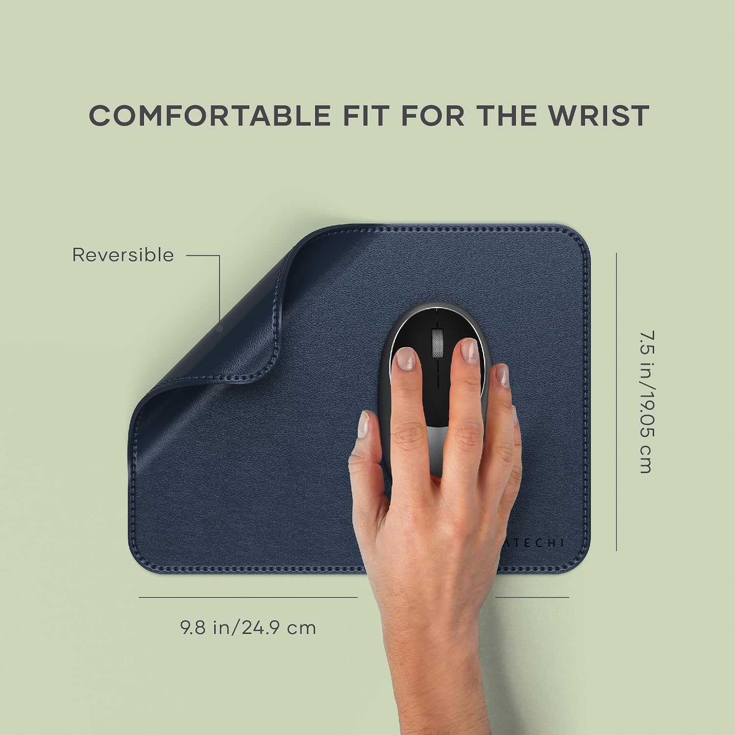 Detalle 2 de Satechi Tappetino Mouse 25 x 19 cm in PU – mouse pad reversibile, antiscivolo e resistente ai graffi