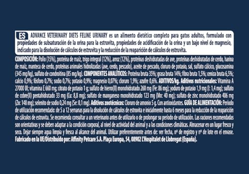 Detalle 1 de Affinity Advance Veterinary Diets Urinary, pienso para gatos adultos, 1,5 kg