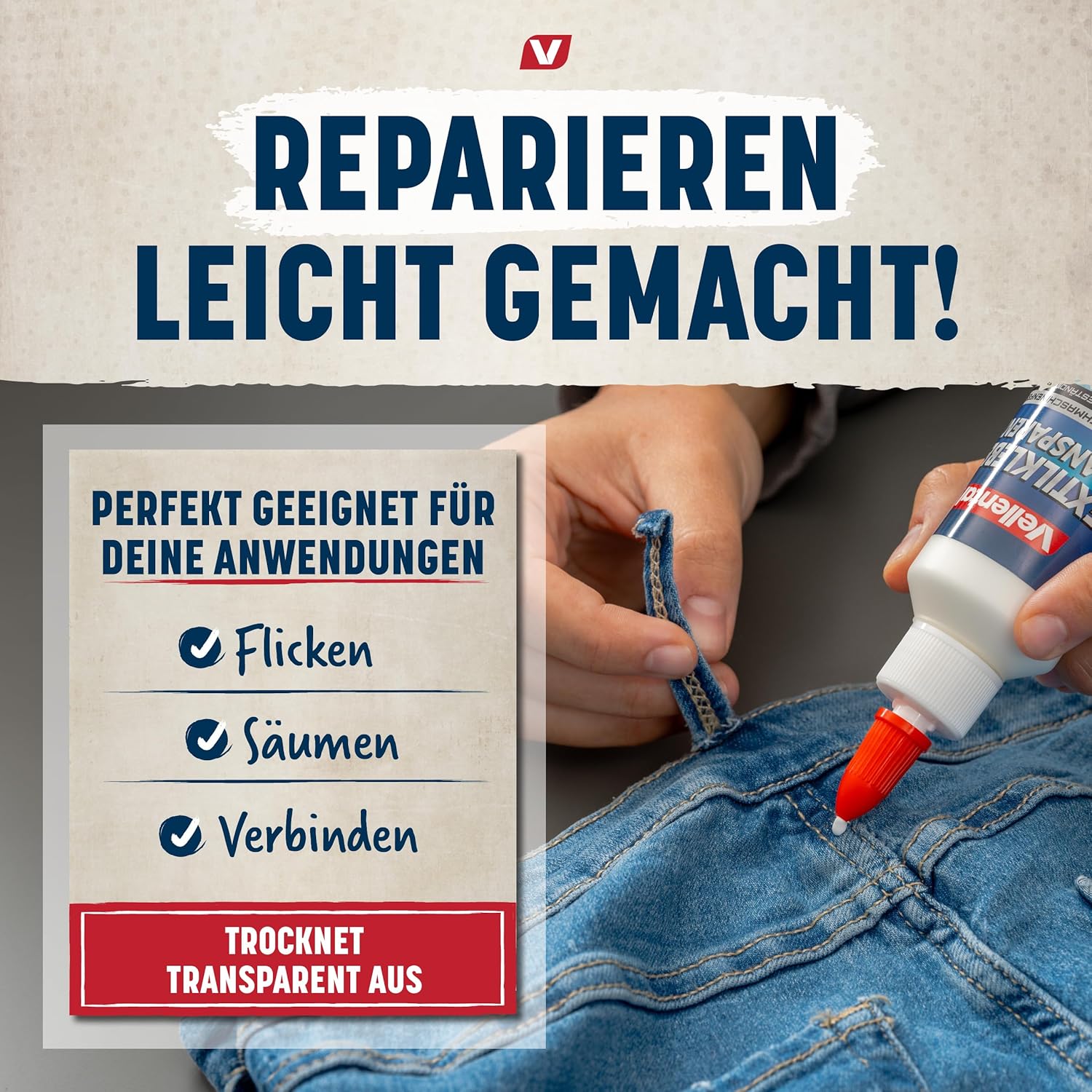 Detalle de Vellental Textilkleber 100 ml transparent