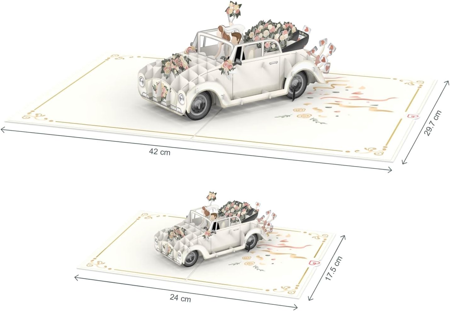 Thumbnail 1 de papercrush DIN A4 XXL Pop-Up Hochzeitskarte „Just married“ mit 3D-Hochzeitsauto