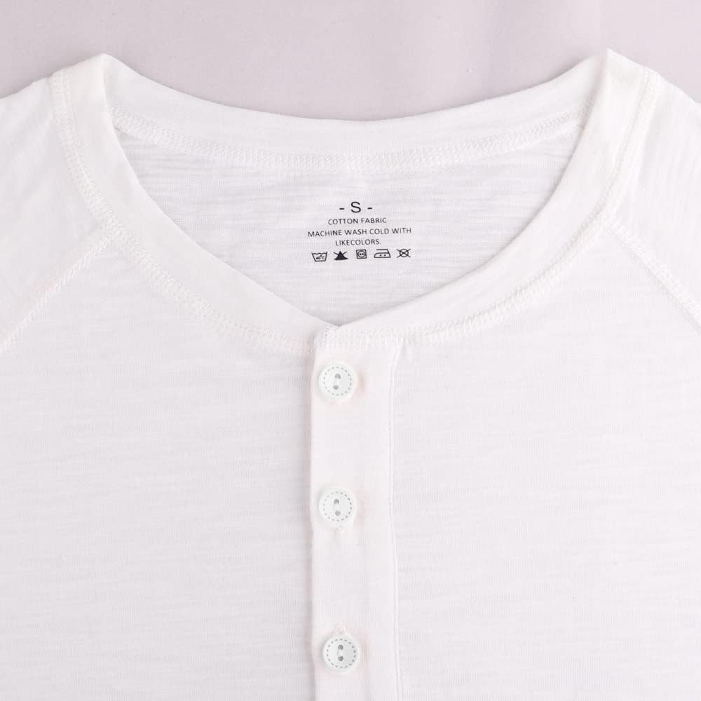 Detalle de Herren Slub-Henley-T-Shirt mit 3-Knopfleiste, Kurzarm und Rundhals aus Slub-Baumwolle