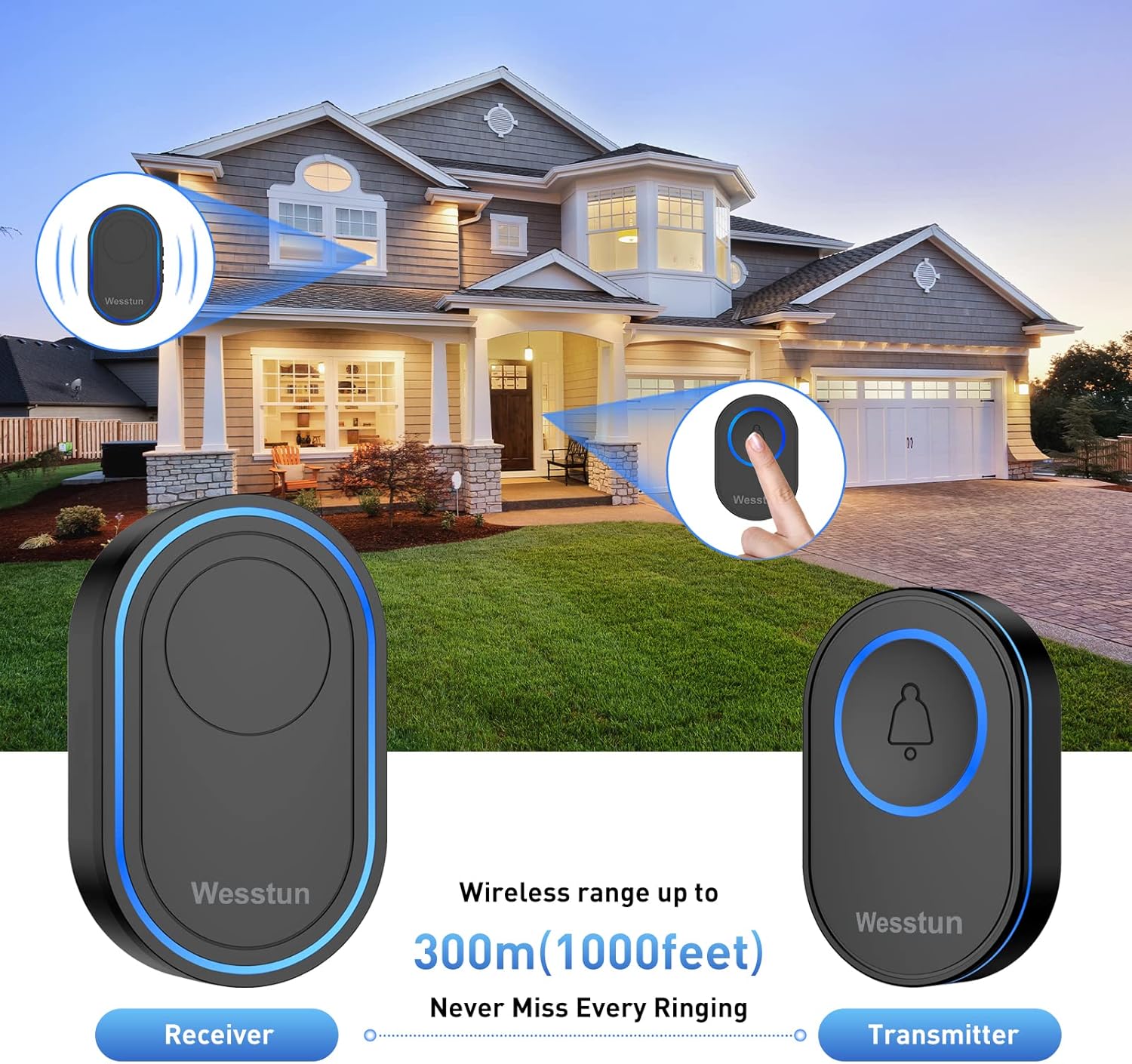 Thumbnail 4 de Wesstun Wireless Doorbell with IP67 IP67 Waterproof Plug-in Kit