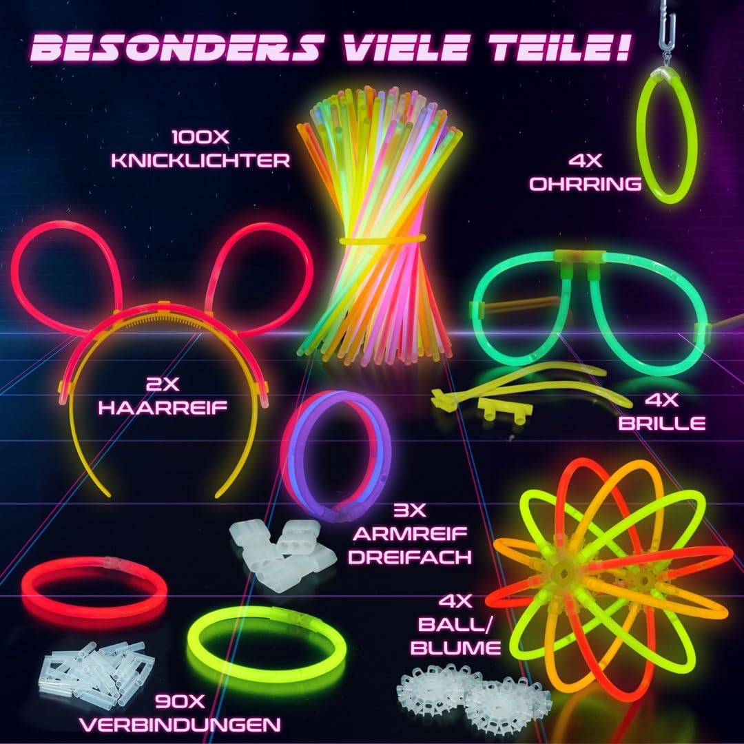 Thumbnail 2 de Vivaloo Knicklichter Party Set 100 Stück Leuchtstäbe