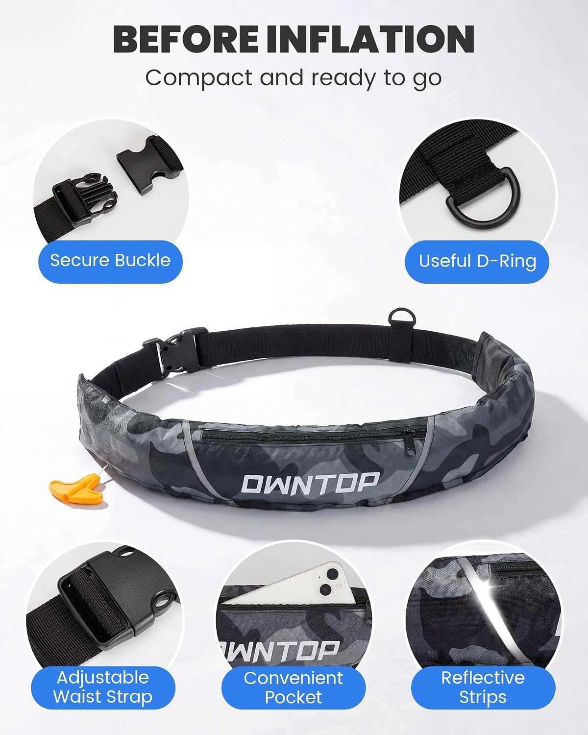 Detalle 2 de Owntop Inflatable Belt Pack with 24g CO2 Cylinder