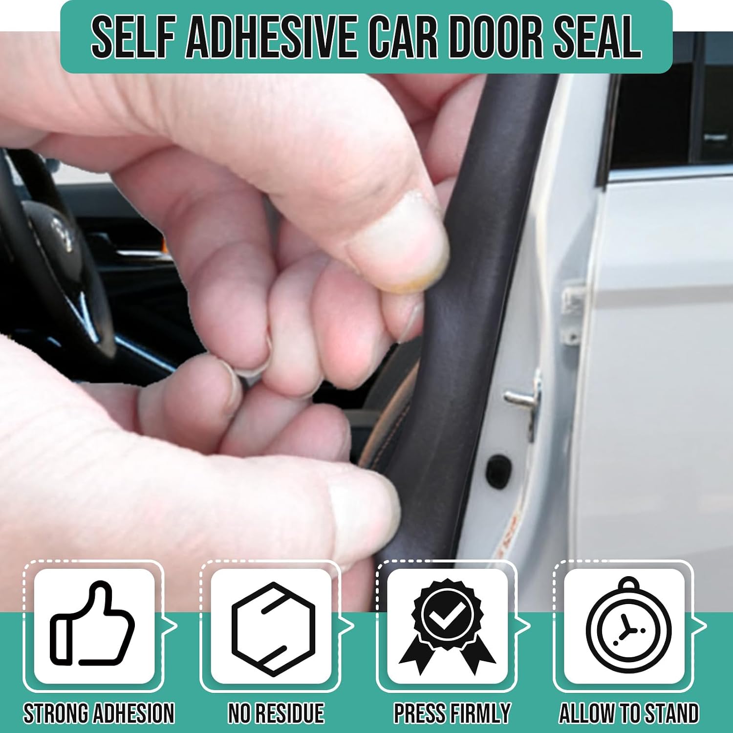 Thumbnail 3 de Jobon Car Door Seal Automotive Weather Stripping – Self-Adhesive D-Shape Rubber Seal (19x19mm, 300CM / 10FT)