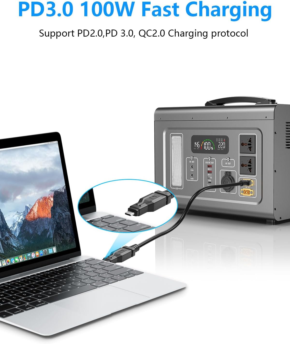 Detalle de CERRXIAN XT60 to USB-C Adapter, 100W