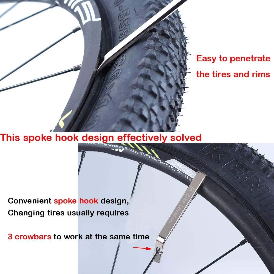 Detalle 2 de Tragoods Premium Bicycle Tire Levers, Stainless Steel, Set of 3