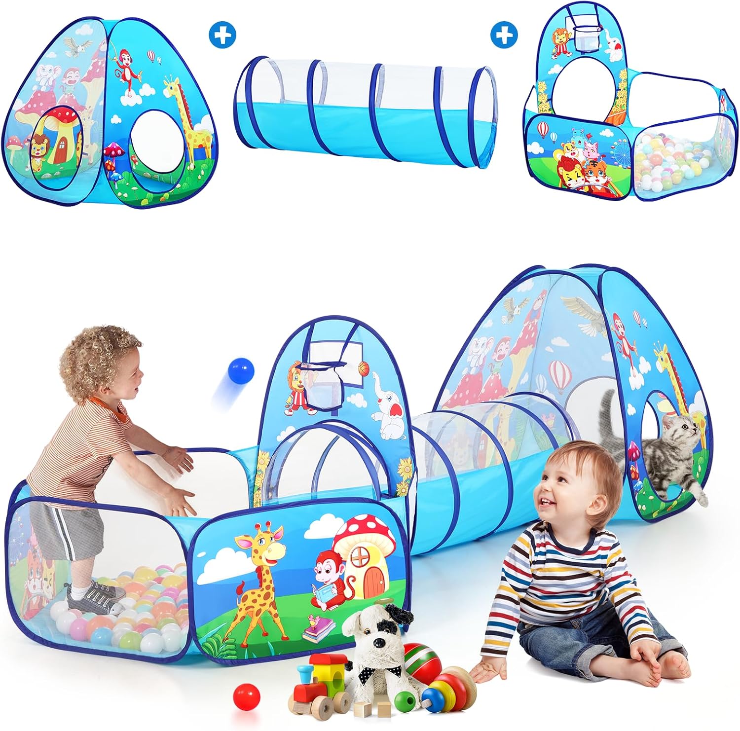Detalle 2 de PigPigPen 3 in 1 Kids Play Tent with Tunnel