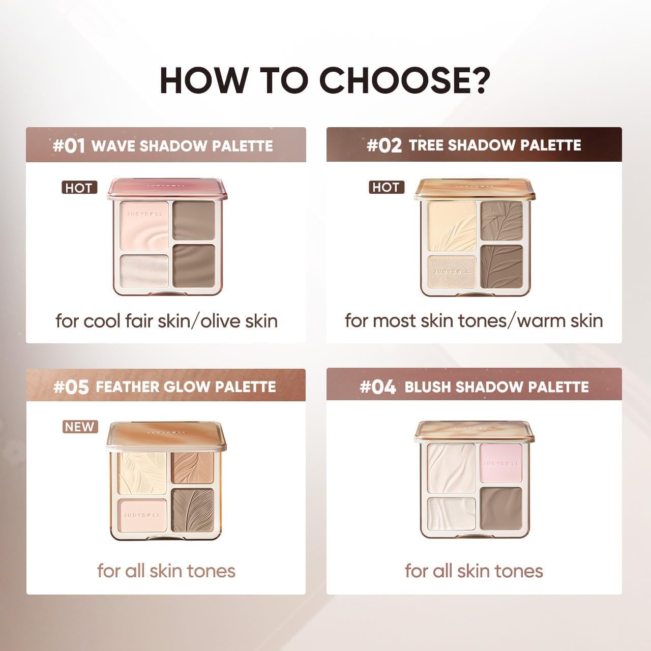 Thumbnail 6 de JUDYDOLL Highlight & Contour Palette (Warm Skin Tone) — 4-color matte compact for beginners, blendable face makeup