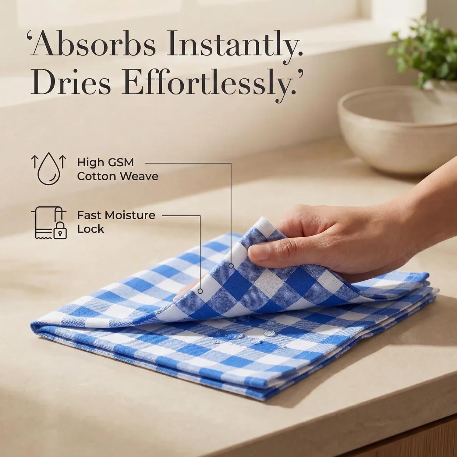 Thumbnail 2 de Urban Villa 100% Cotton Dinner Napkins Set of 12 (20”x20”) – Blue & White