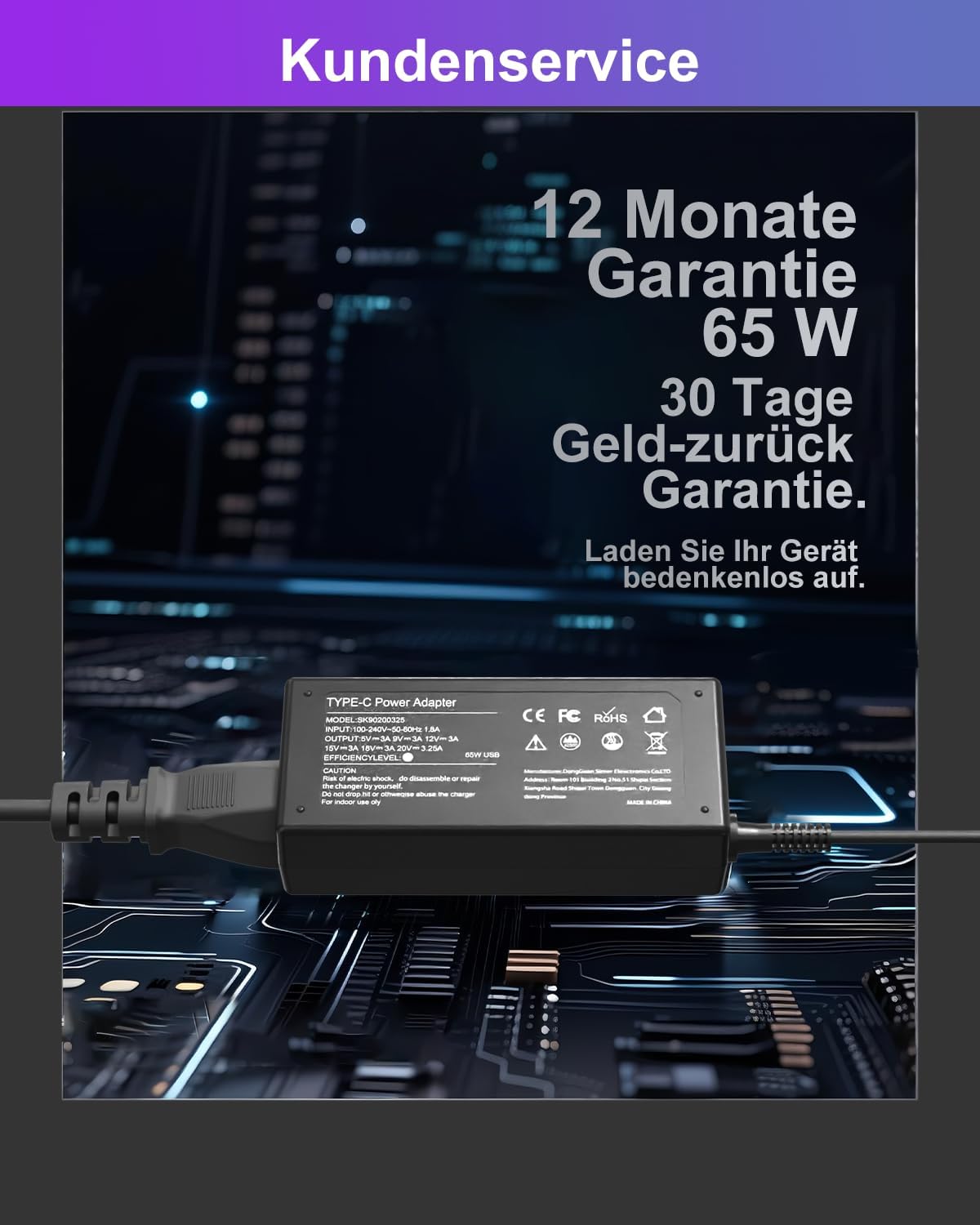 Thumbnail 6 de 65W USB-C Laptop-Ladegerät für Lenovo ThinkPad und ThinkBook – Kompatibel mit ThinkPad Yoga, X1 Carbon, T- und E-Serien