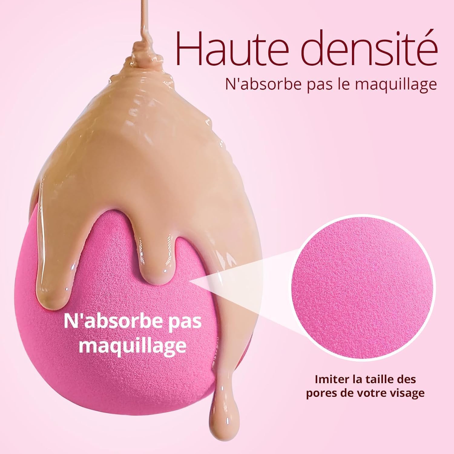 Detalle 2 de BEAKEY Lot de 6 Éponges de Maquillage – Applicateurs polyvalents pour fond de teint et cosmétiques