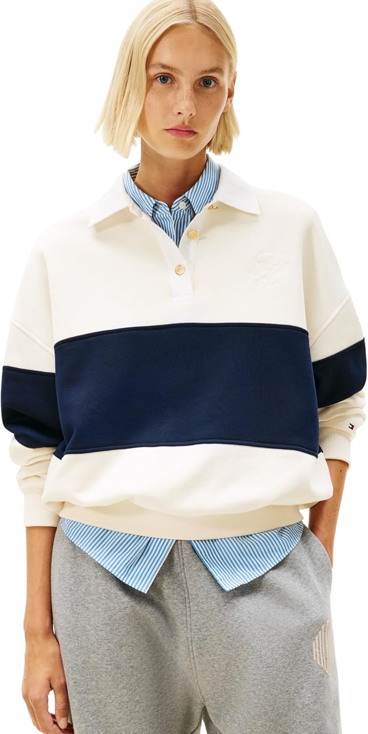 Thumbnail 6 de Tommy Hilfiger Adaptive Gold BTN Rugby Fleece felpa pullover donna
