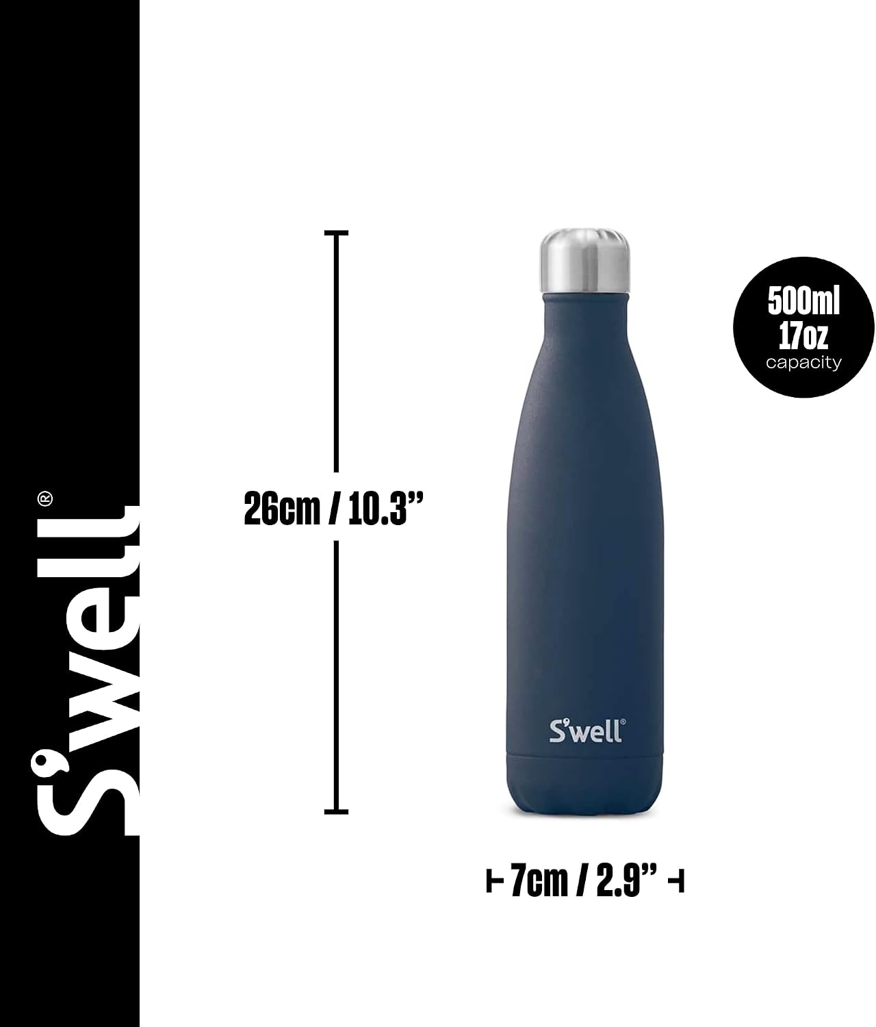 Detalle de S'well Azurite 500ml Insulated Stainless Steel Bottle for Hot and Cold Drinks
