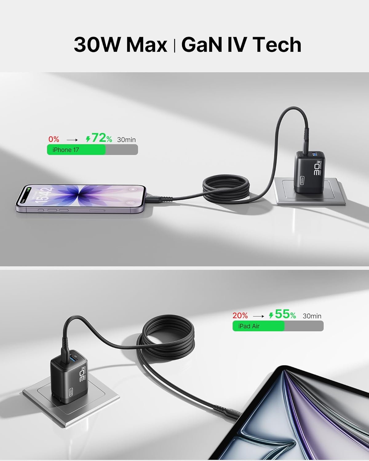 Detalle 2 de INIU 30W GaN Type-C Charger for iPhone 17 (2-Pack)