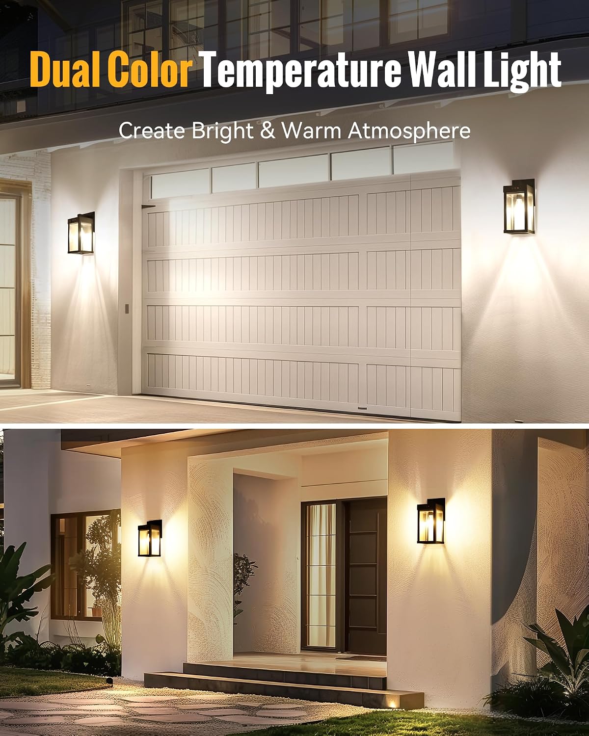 Detalle de FabStyl FSW4 Solar Motion-Sensor Wall Lanterns, 2-Pack, 3 Modes, IP65