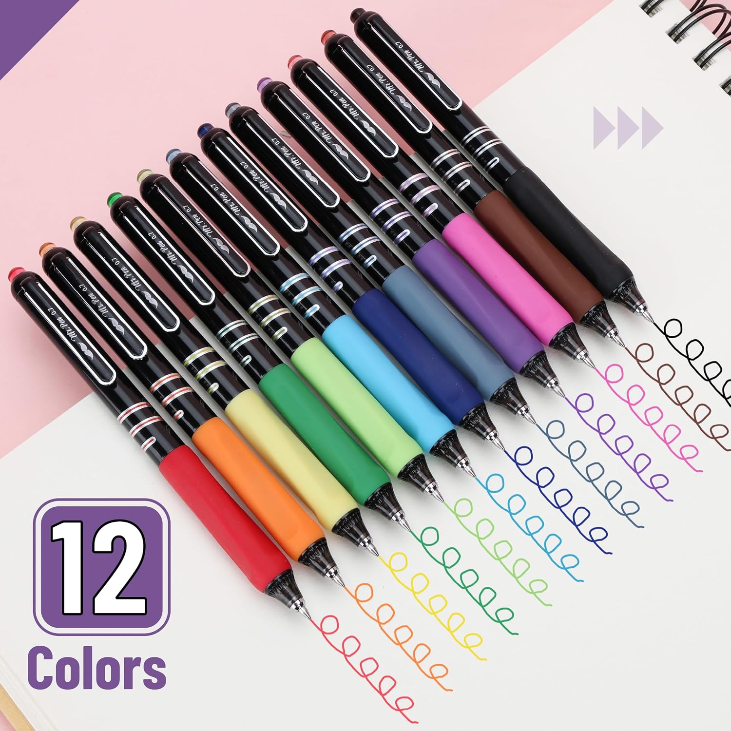 Detalle de Mr. Pen LAUX012M541VQ Retractable Gel Pens, 12-Pack, 0.7 mm Multicolor