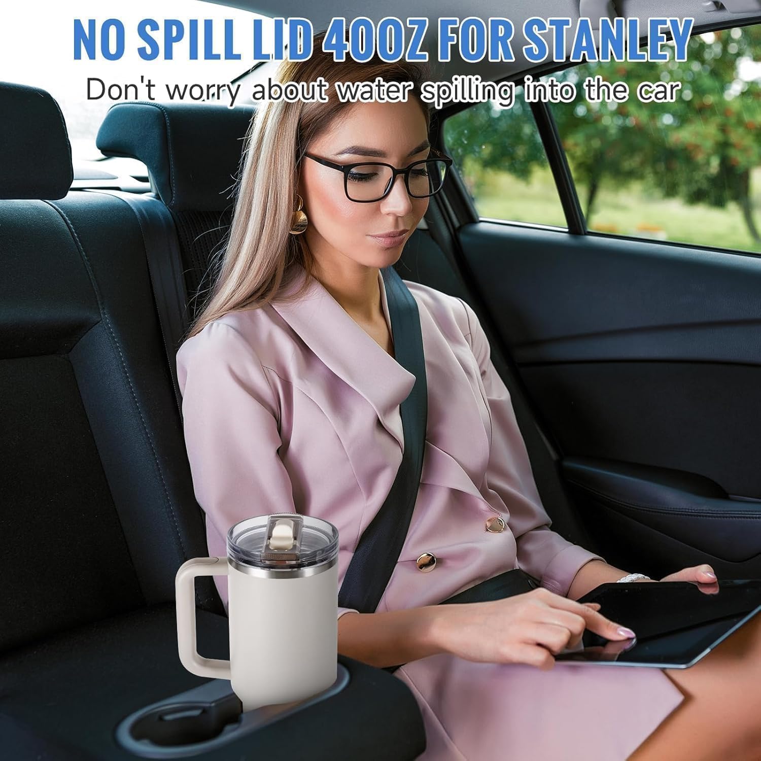 Thumbnail 5 de 2 Stück Deckel für Stanley Cup 40oz – auslaufsichere Ersatz-Flip-Deckel mit Trinkhalmen & Bürste