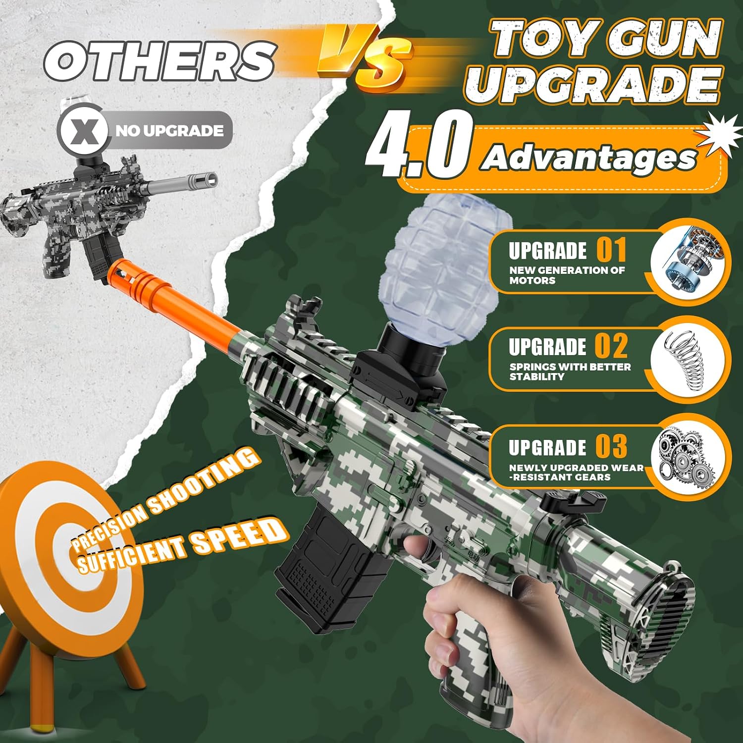 Detalle 2 de Electric Gel Ball Blaster Toy, Automatic Outdoor Team Game, Dark Green